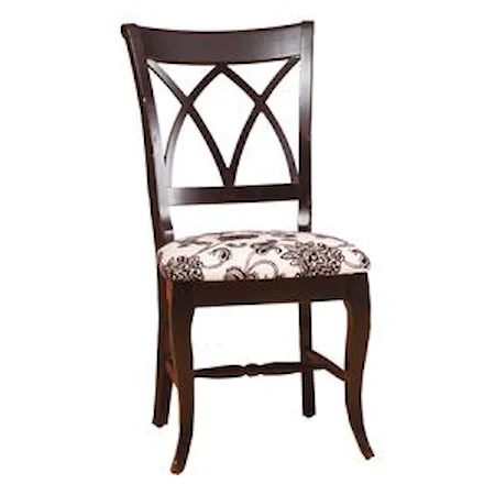 Dining Side Chair with Lattice Backrest and Turned Stretcher